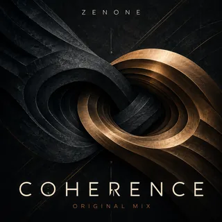 Coherence (Original Mix) cover art: two curved stone and bronze forms turning into each other
