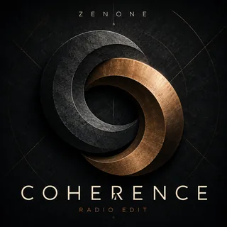 Coherence (Radio Edit) cover art: interlocking stone and bronze rings